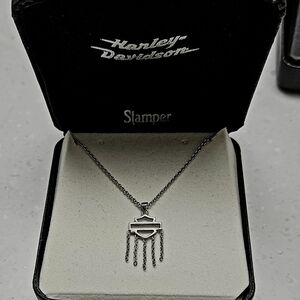 Harley-Davidson Stamper Sterling Silver Necklace New! Adjustable Chain 16in/18in